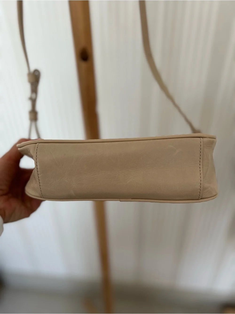 Hobo Crossbody Parchment Beige Genuine Leather Bag $258 MSRP